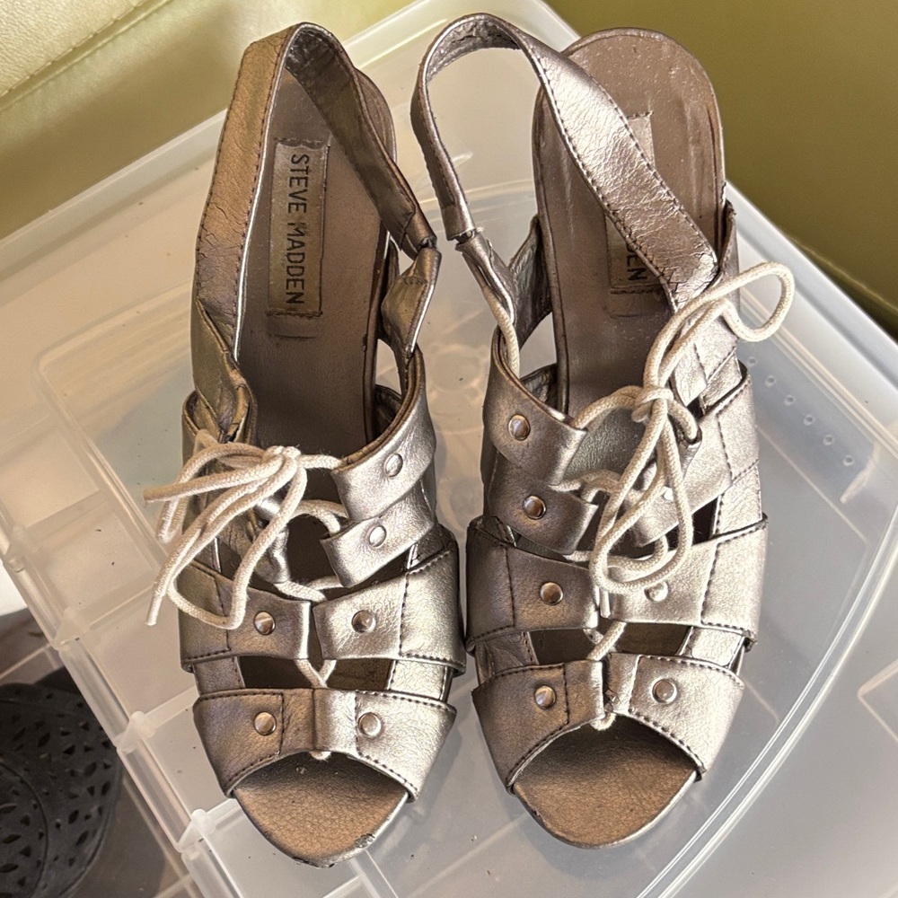 Steve Madden Women's Silver Strappy Heels